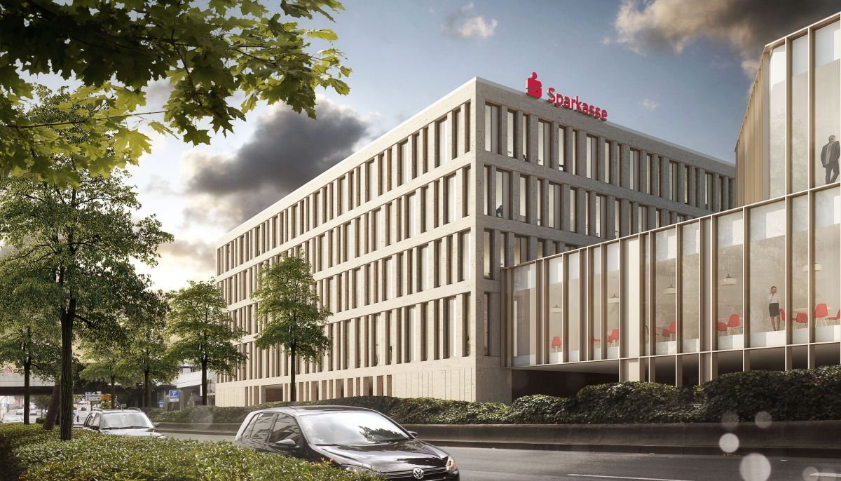 Modernes Bankgebäude Sparkasse Iserlohn | Architektur von bkp in Düsseldorf